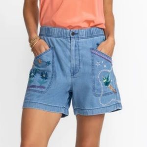 JOHNNY WAS LYONNE EMBROIDERED PULL ON SHORT Size XL NWT